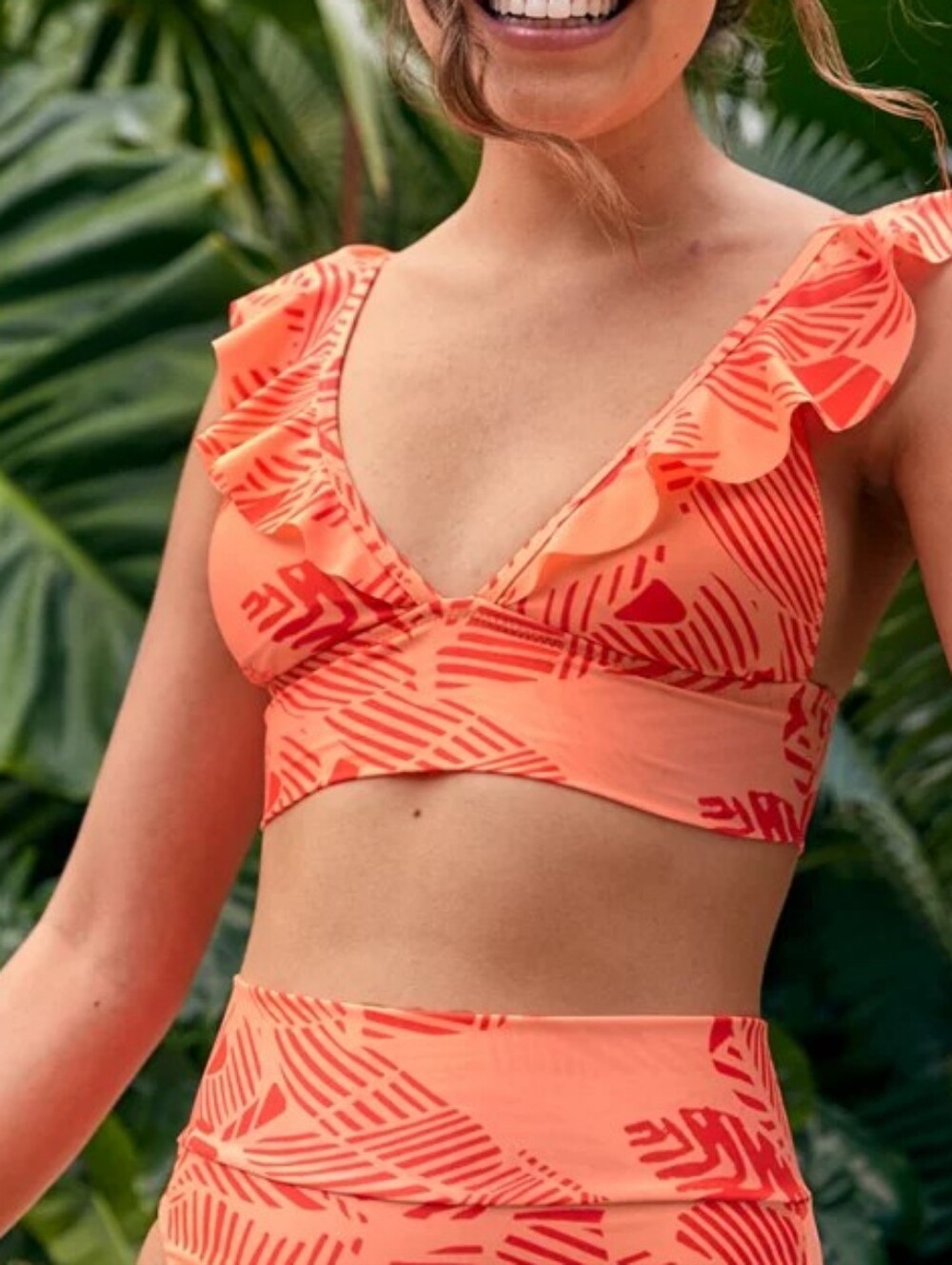 NEW Aerie long bikini top with ruffles